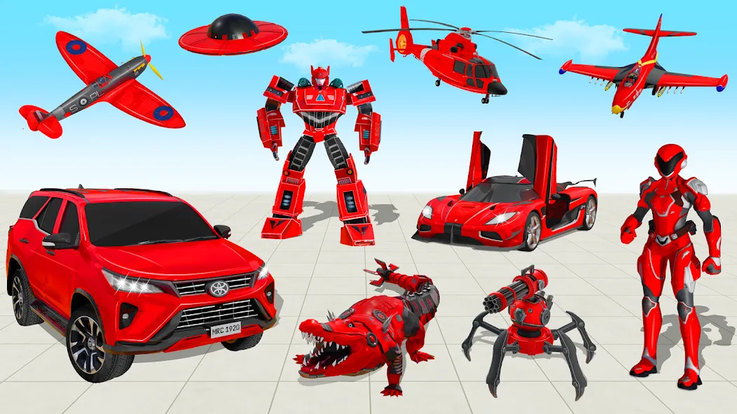 Flying Prado Car Robot Game  [МОД Unlocked] Screenshot 5